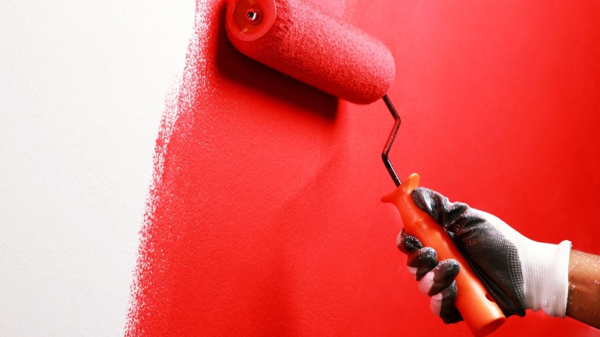 Painter,Is,Painting,The,Interior,Wall,Red